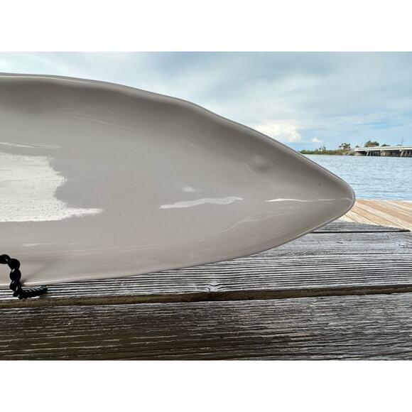 Home Essentials White Porcelain Olive Dish Hors D'oeuvres Plate 19.5” Long - Picture 2 of 5